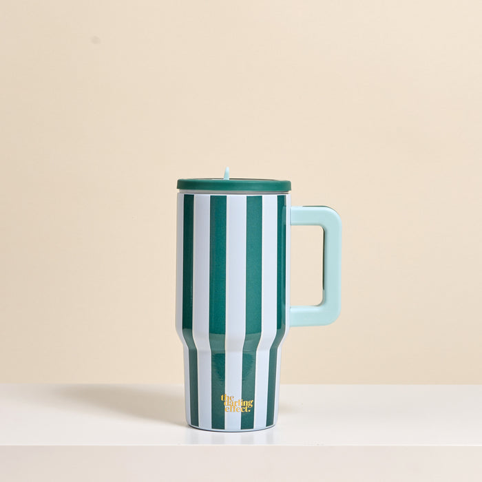 Sicily Stripes Teal 20 oz Lifestyle Flip Straw Tumbler