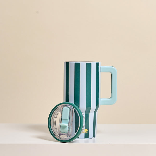 Sicily Stripes Teal 20 oz Lifestyle Flip Straw Tumbler