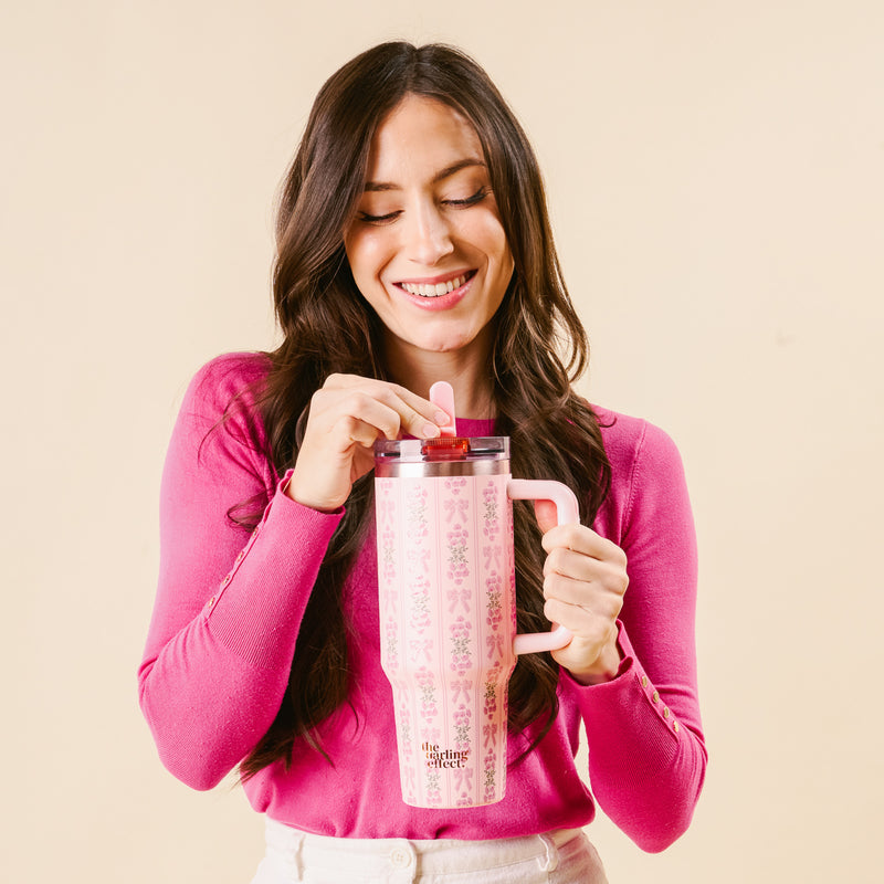 Oh So Fancy Pink 40 oz Lifestyle Flip Straw Tumbler  The Darling Effect