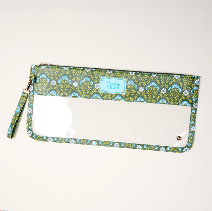 Everbloom Forest Green Mahjong Tile Keeper Pouch