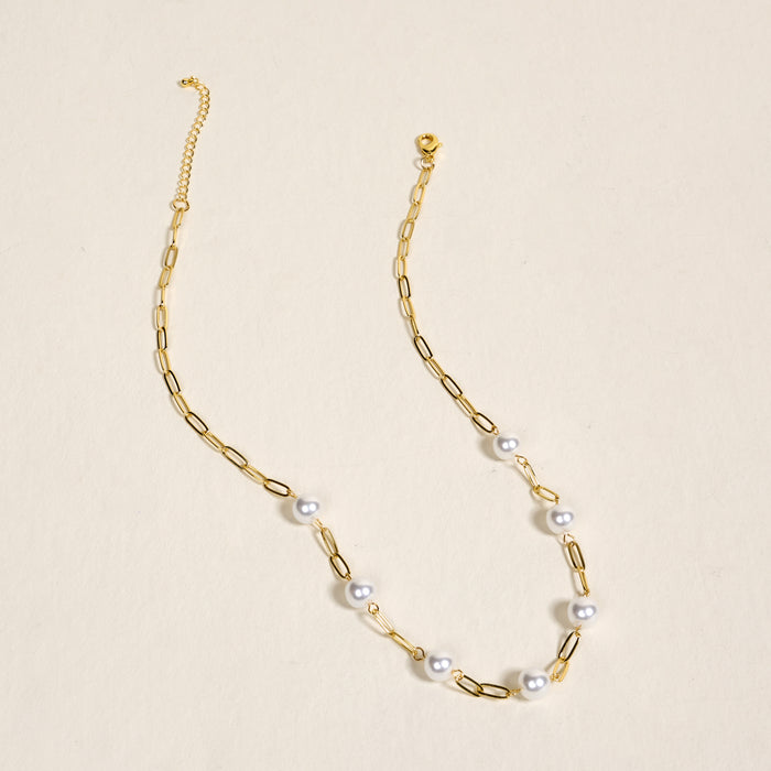 Pearl Paperclip Necklace Chain