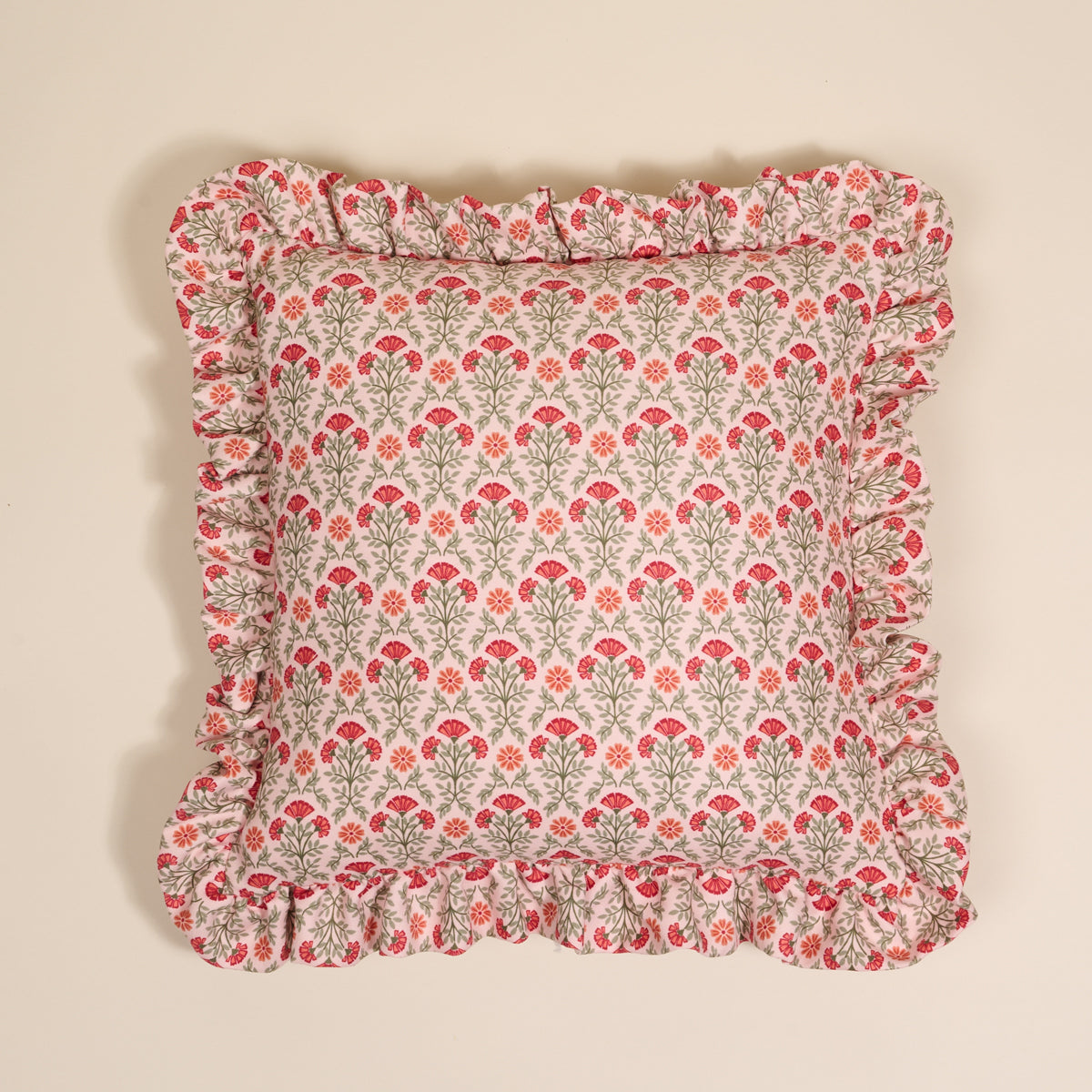 Everbloom Dusty Rose Scalloped Square Throw Pillow