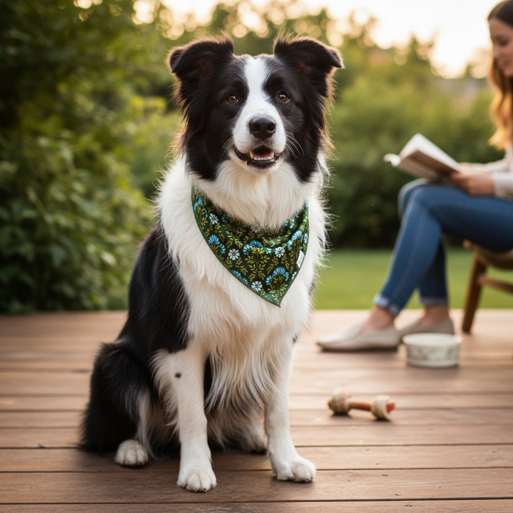 Wow Pet Bandana-Everbloom Forest Green Bow