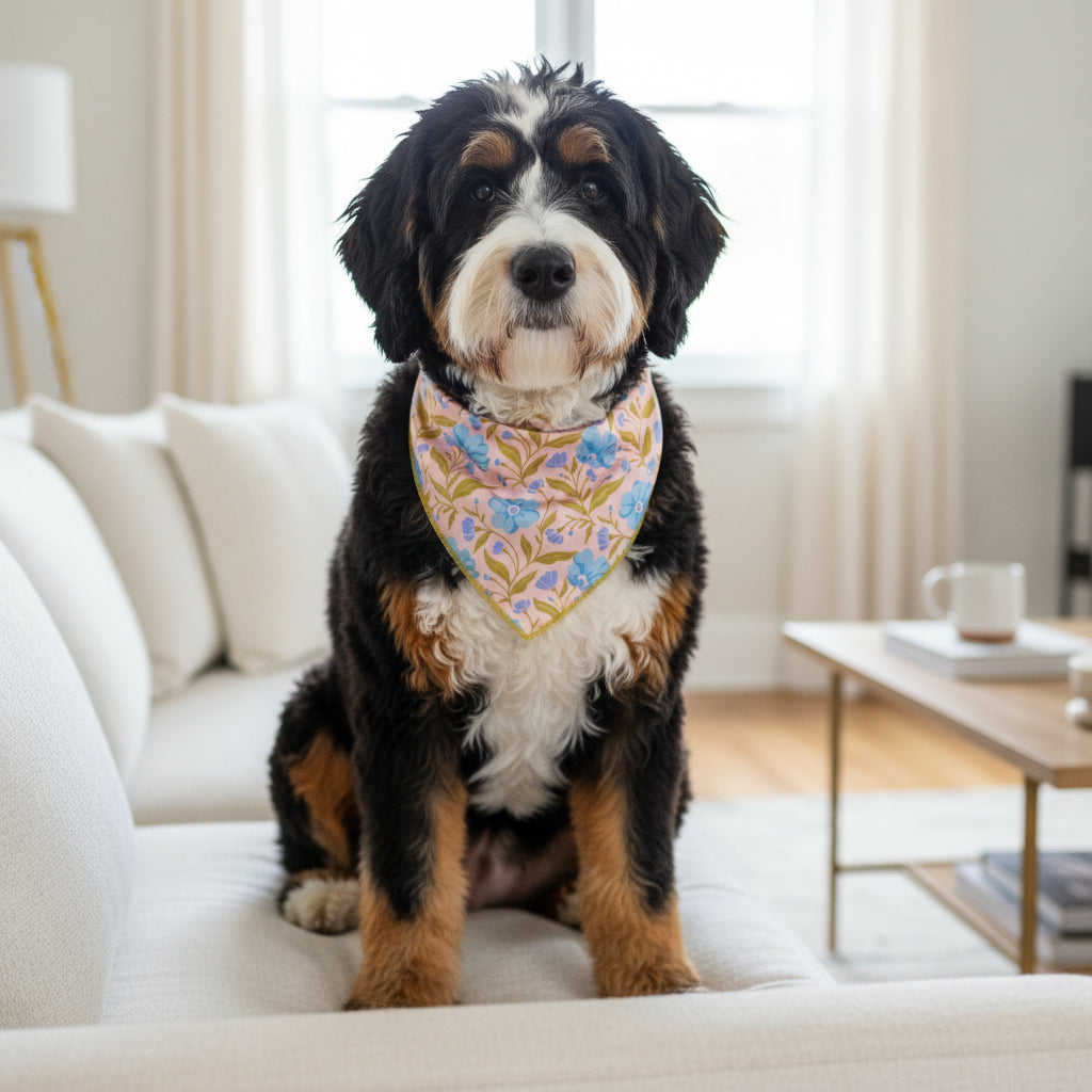 Wow Pet Bandana-Poppin' Petals Aqua Bow