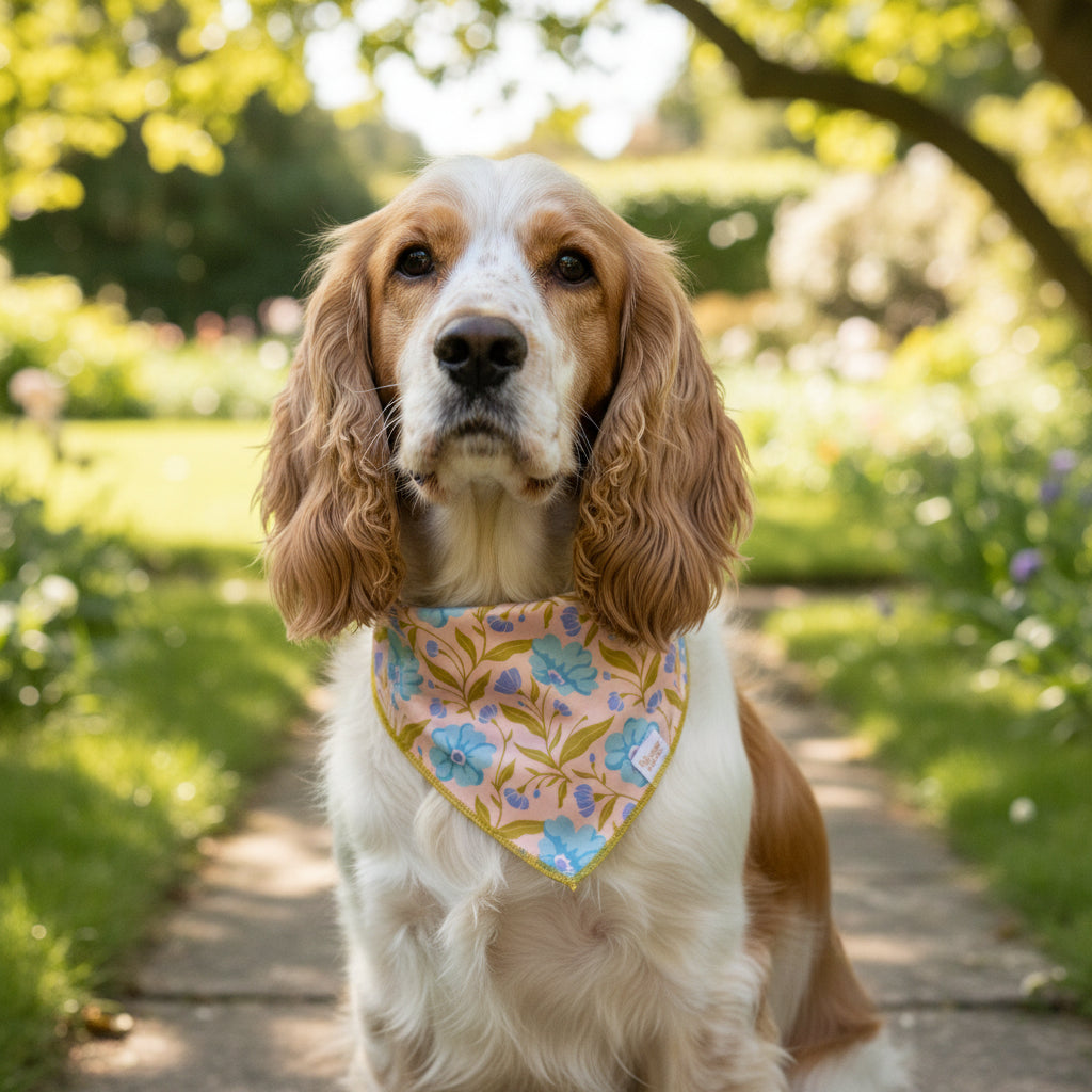 Wow Pet Bandana-Poppin' Petals Aqua Bow