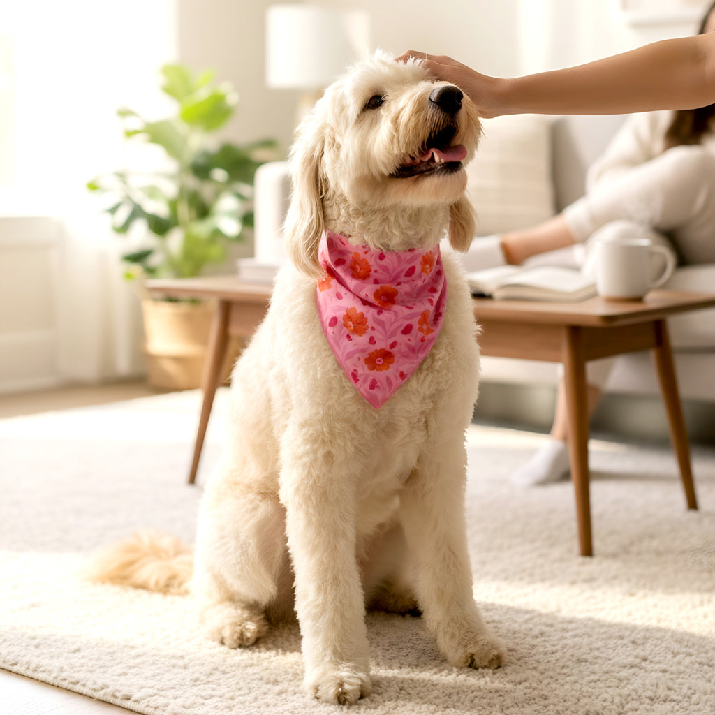 Bow-Wow Pet Bandana-Poppin' Petals Hot Pink