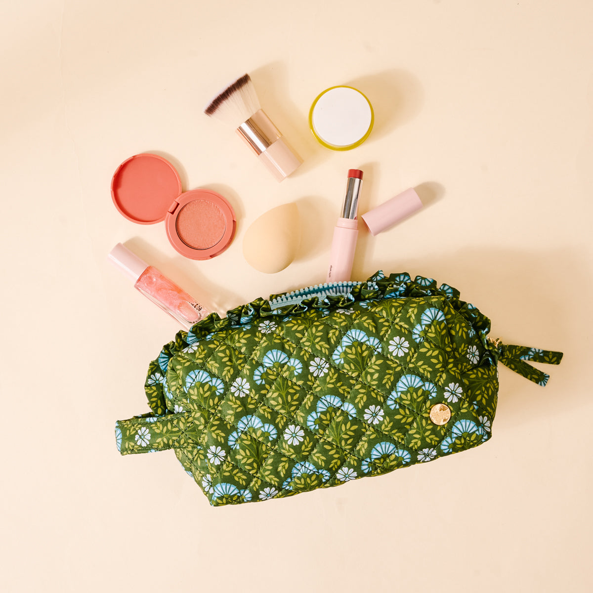 Everbloom Forest Green Essentials Quilted Cosmetic Pouch