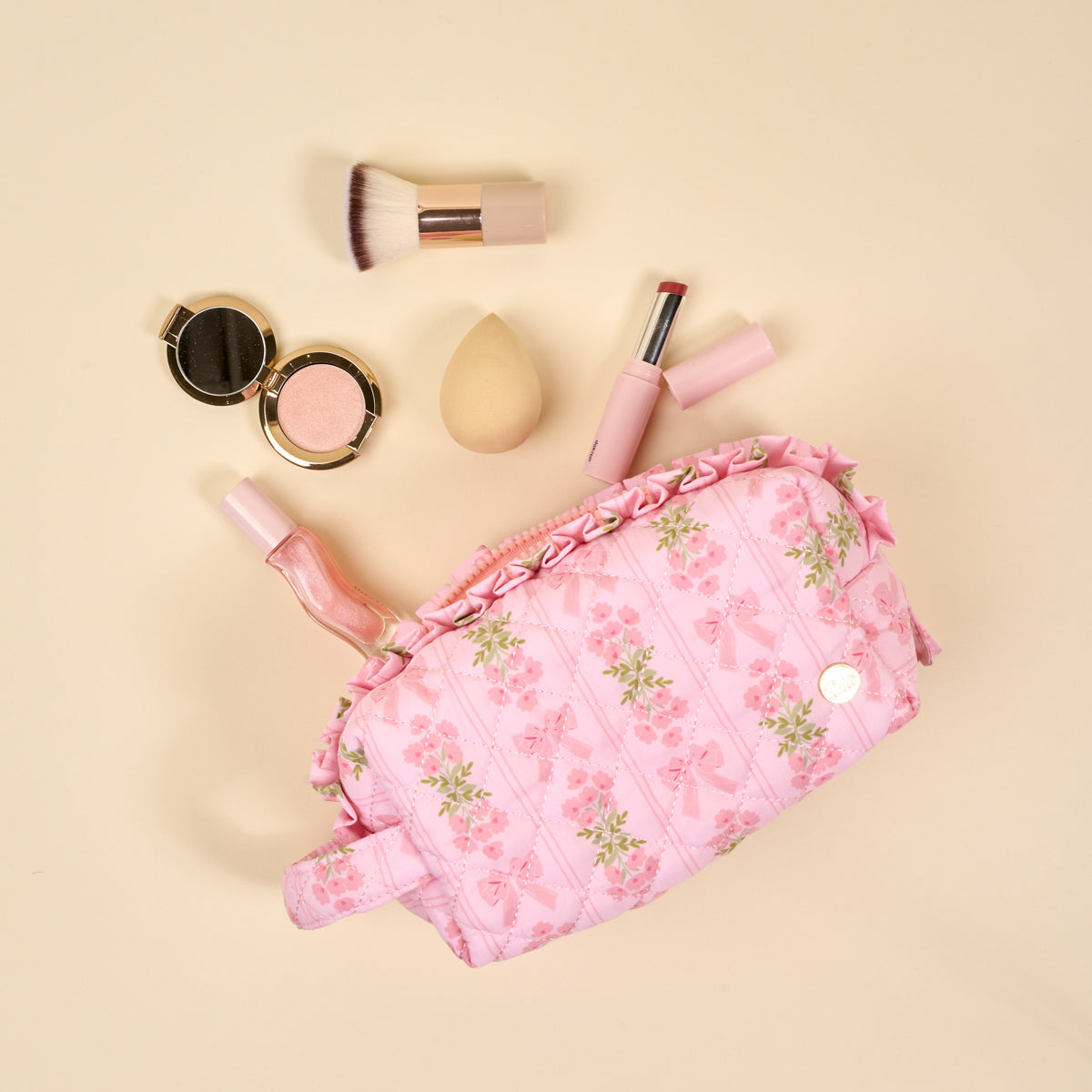 Oh So Fancy Pink Essentials Quilted Cosmetic Pouch