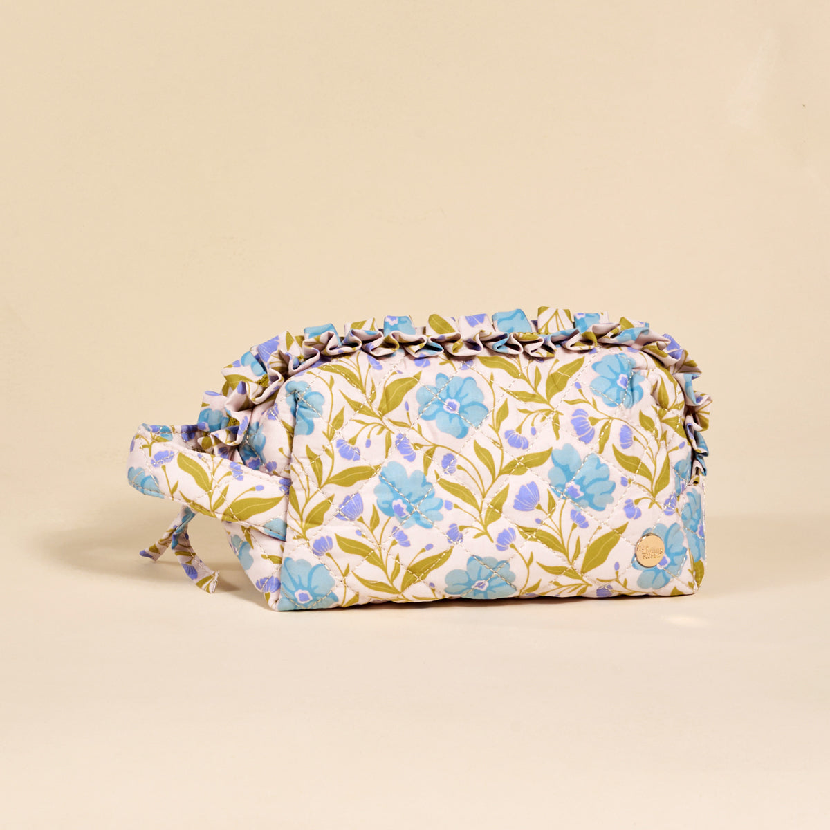 Poppin' Petals Aqua Essentials Quilted Cosmetic Pouch