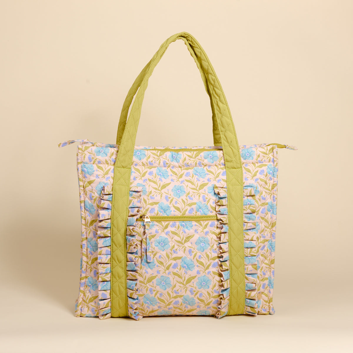 Poppin' Petals Aqua The Everyday Quilted Tote Bag