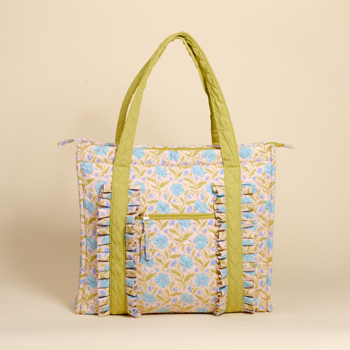 Poppin' Petals Aqua The Everyday Quilted Tote Bag