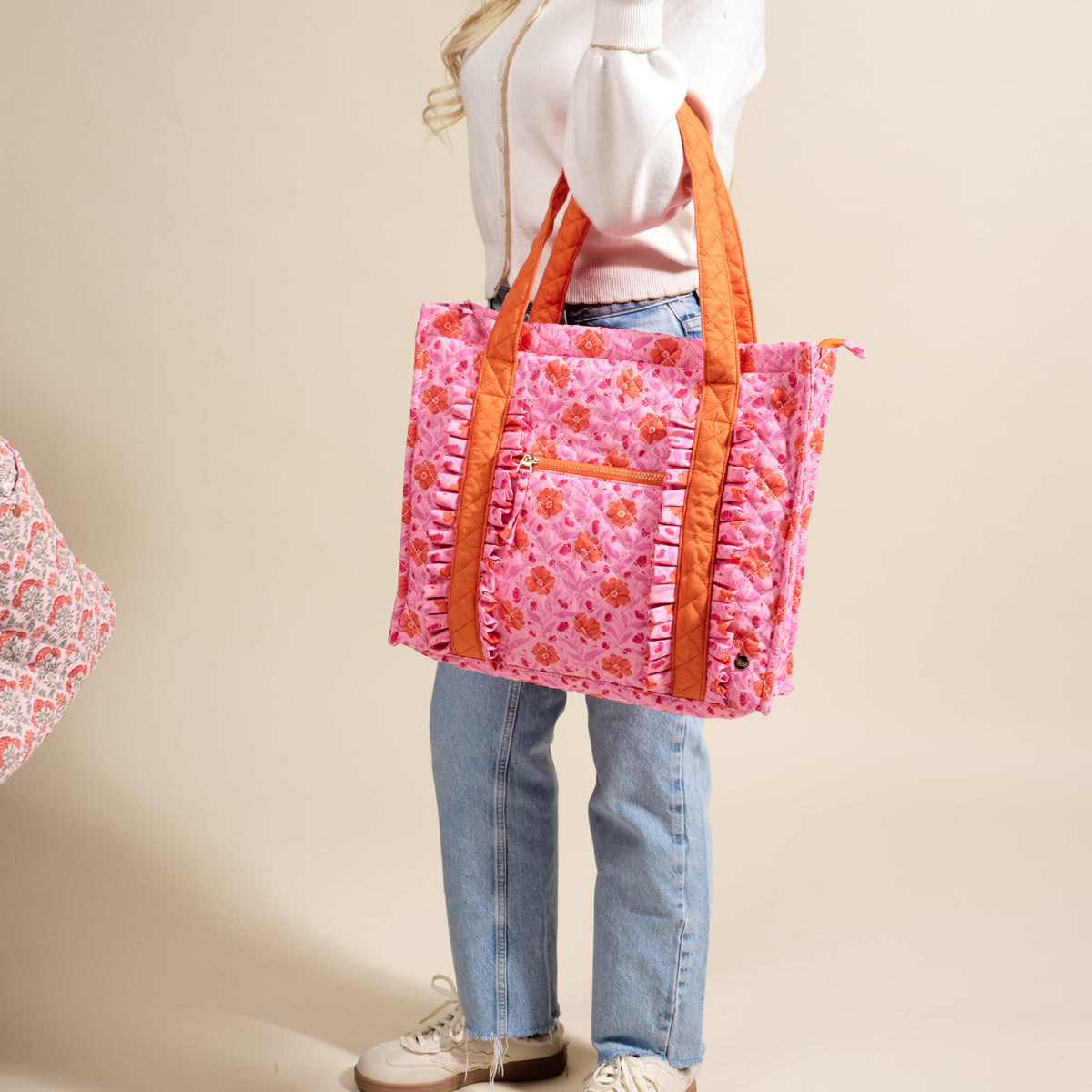 Poppin' Petals Hot Pink The Everyday Quilted Tote Bag