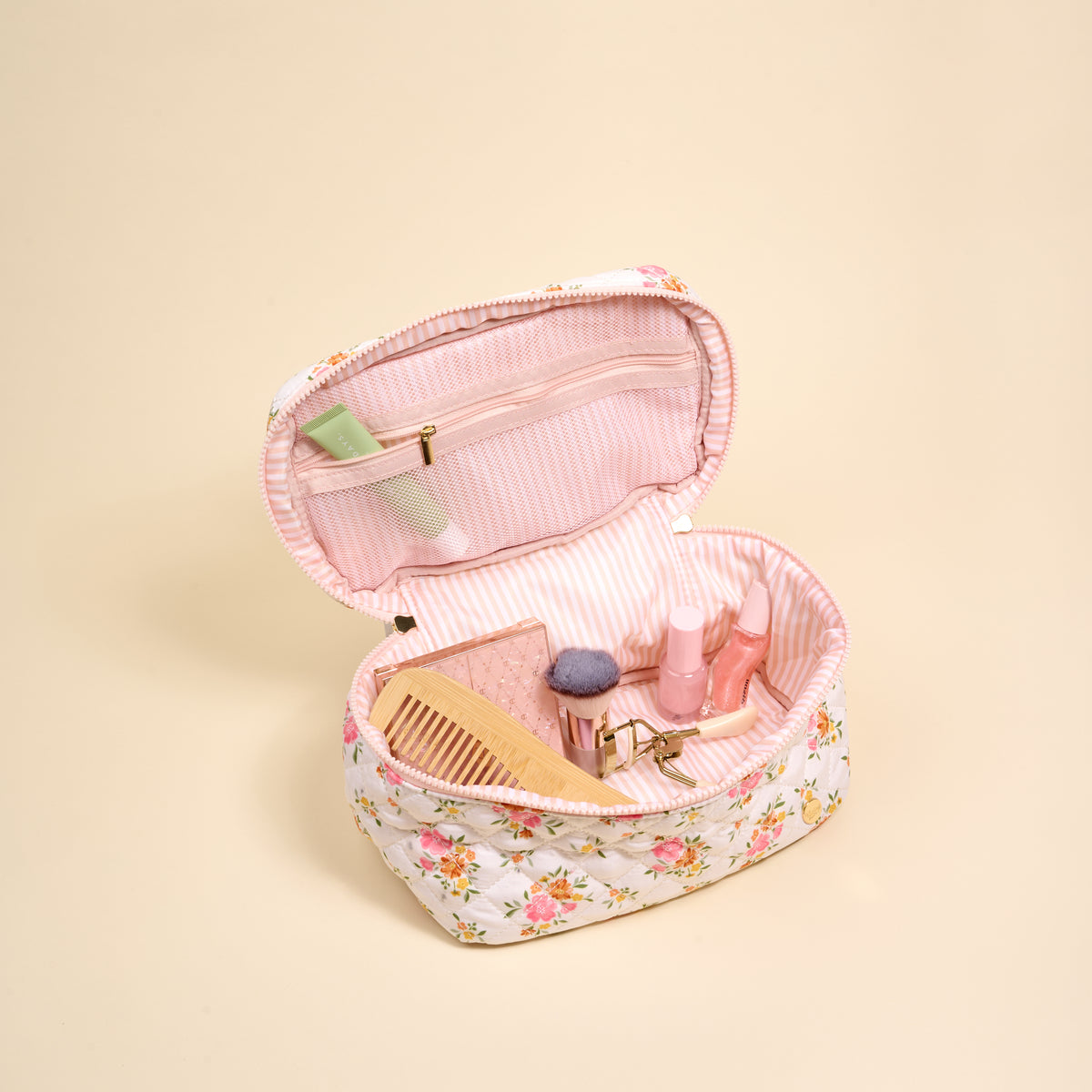 Endless Daydream Cream Glam & Go Quilted Cosmetic Bag