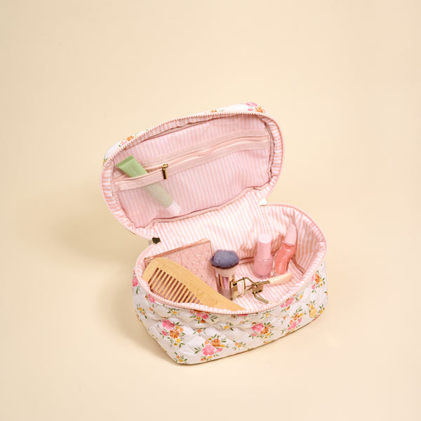 Endless Daydream Cream Glam & Go Quilted Cosmetic Bag