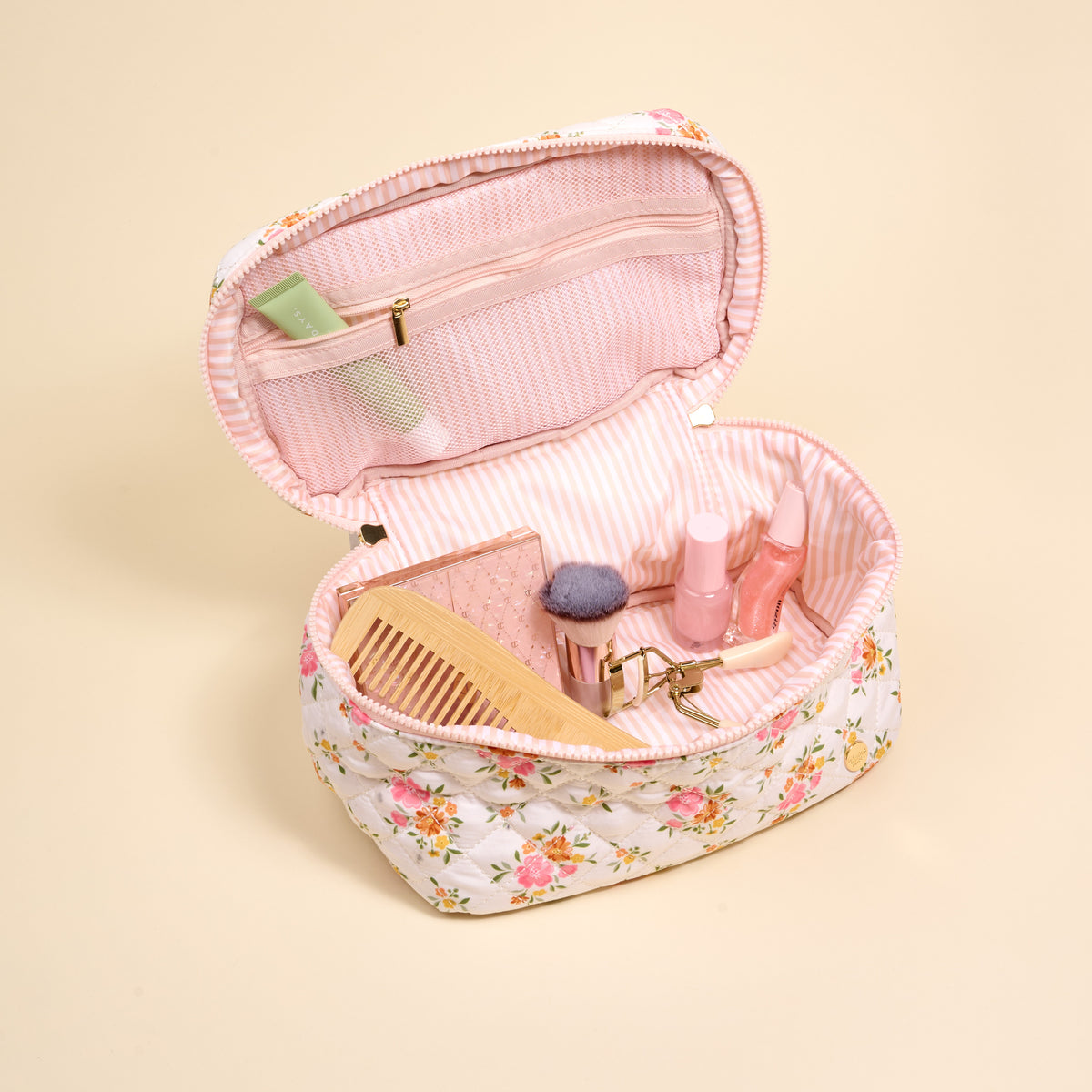Endless Daydream Cream Glam & Go Quilted Cosmetic Bag