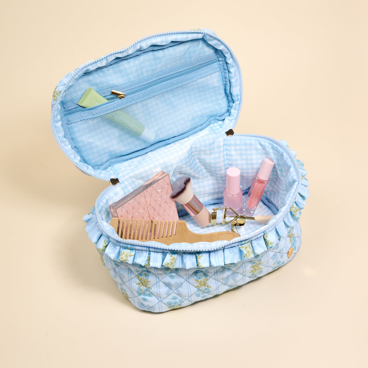 Oh So Fancy Blue Glam & Go Quilted Cosmetic Bag