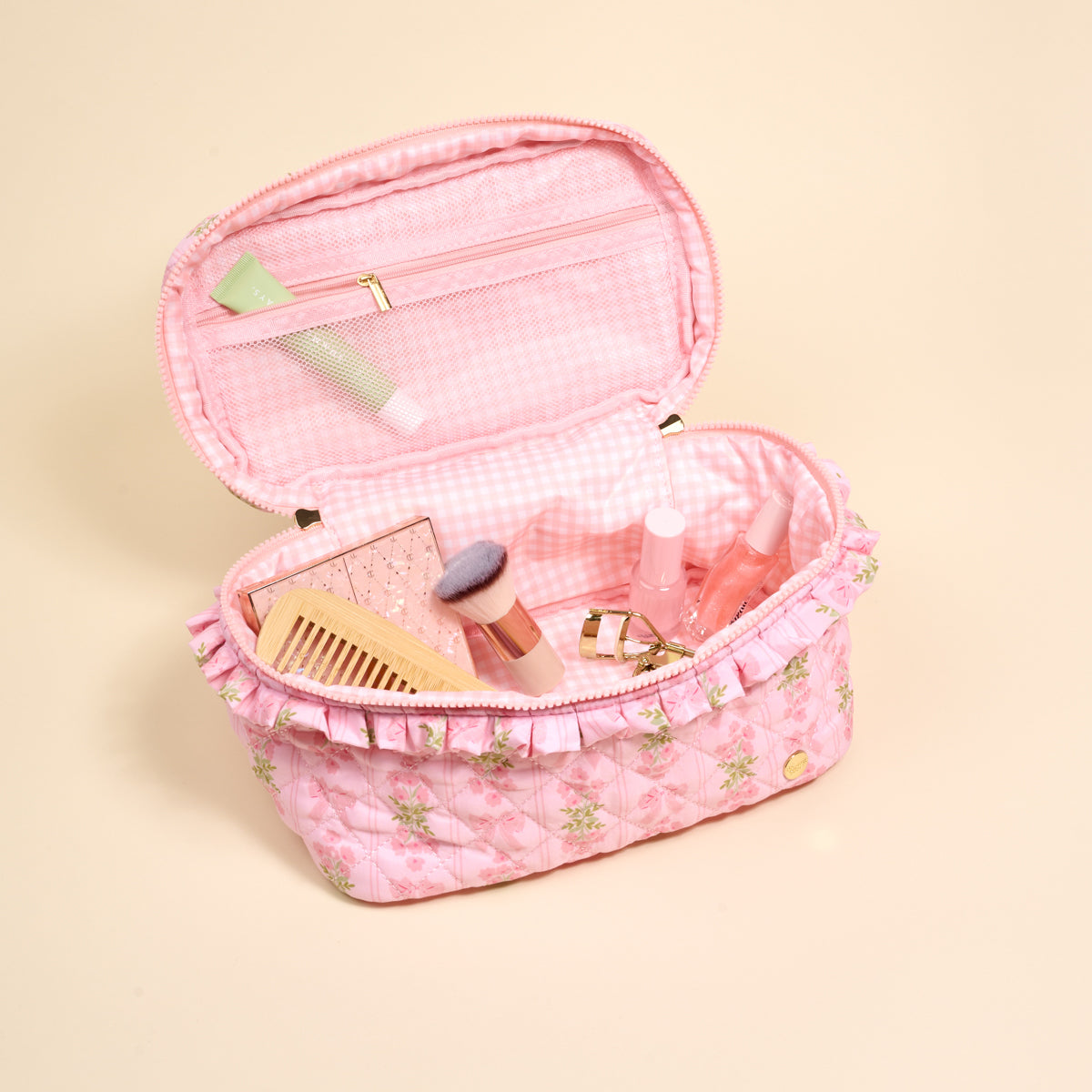 Oh So Fancy Pink Glam & Go Quilted Cosmetic Bag