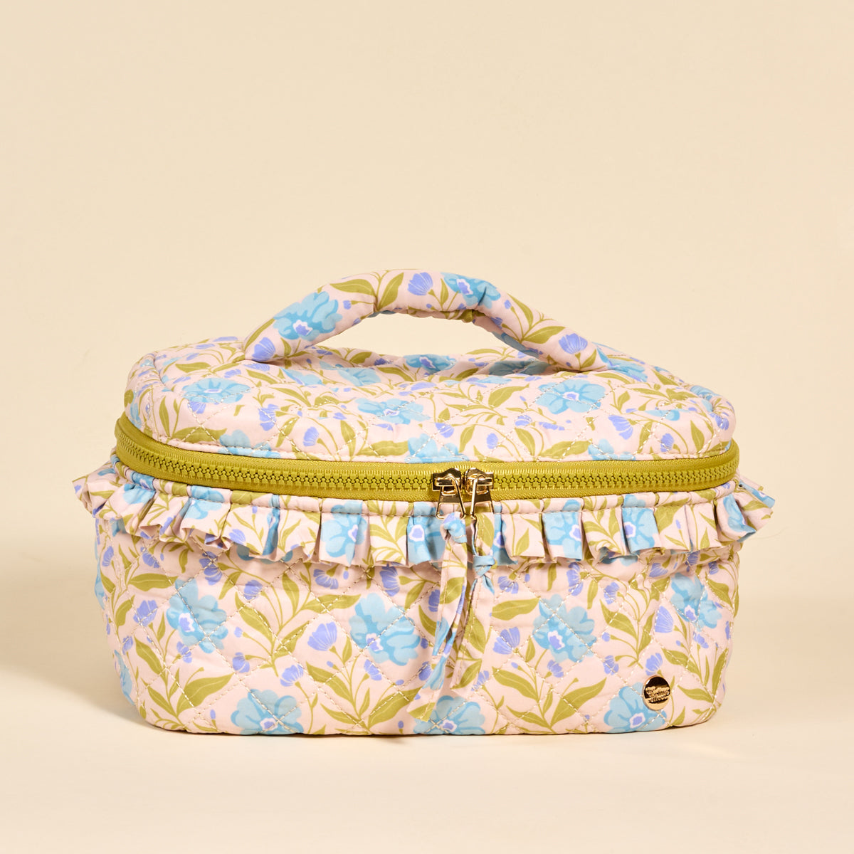 Poppin' Petals Aqua Glam & Go Quilted Cosmetic Bag