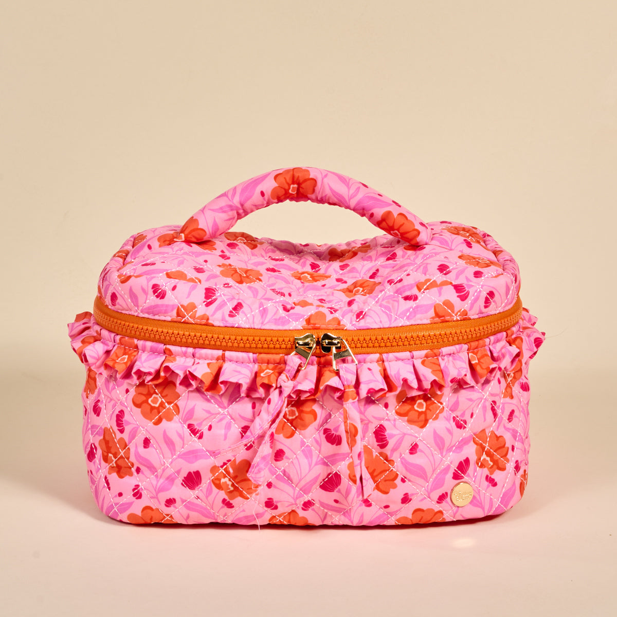 Poppin' Petals Hot Pink Glam & Go Quilted Cosmetic Bag
