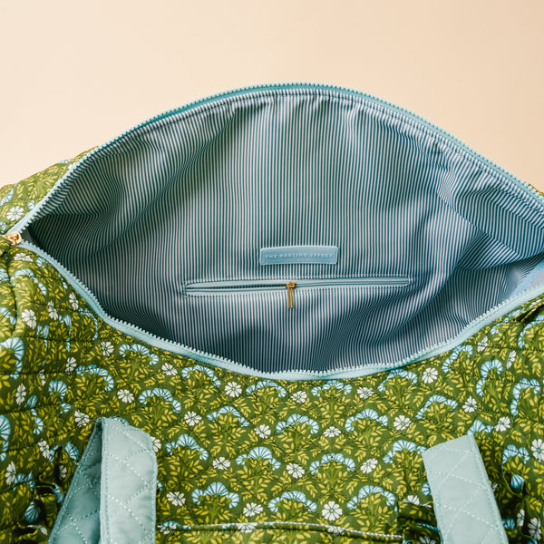 Everbloom Forest Green On-the-Go Quilted Weekender Bag