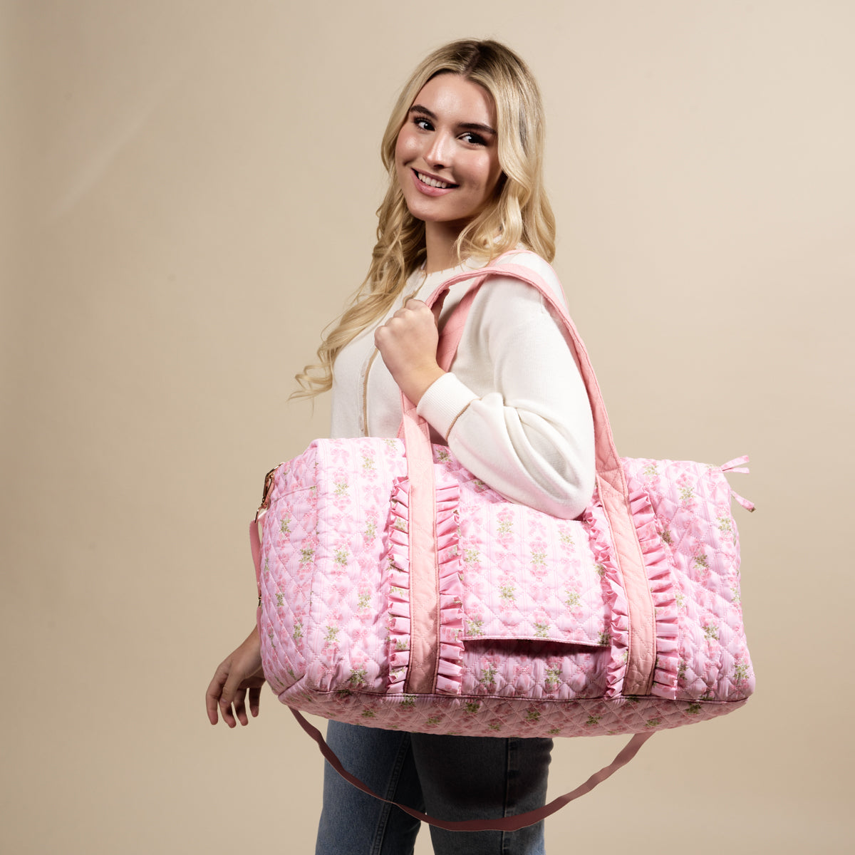 Oh So Fancy Pink On-the-Go Quilted Weekender Bag