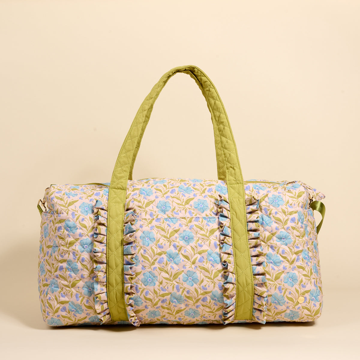 Poppin' Petals Aqua On-the-Go Quilted Weekender Bag