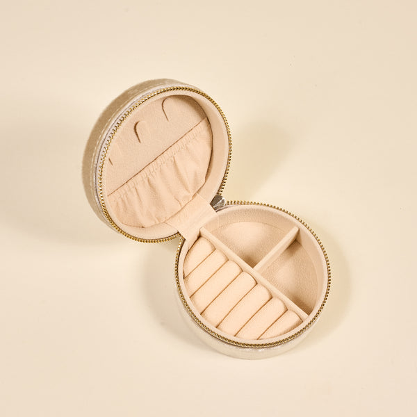 Poppin' Petals Aqua Round Velvet Jewelry Case