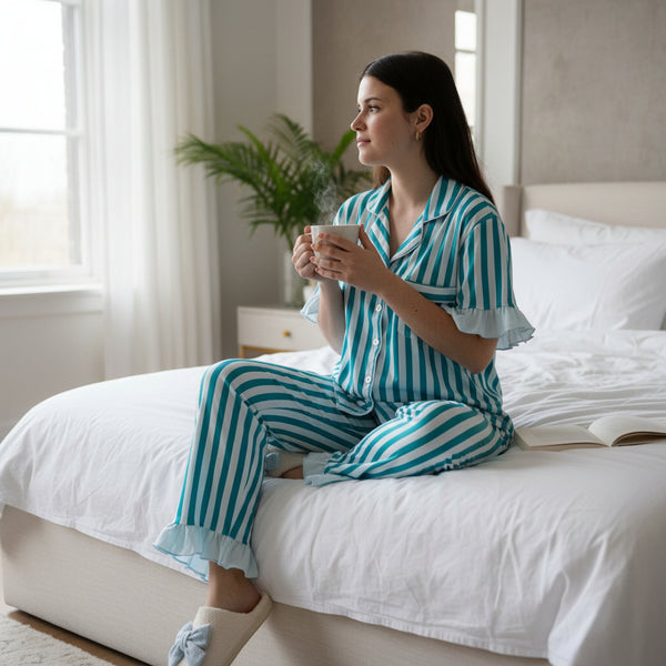 Sicily Stripes Teal Slumber Party Pajama Pants Set