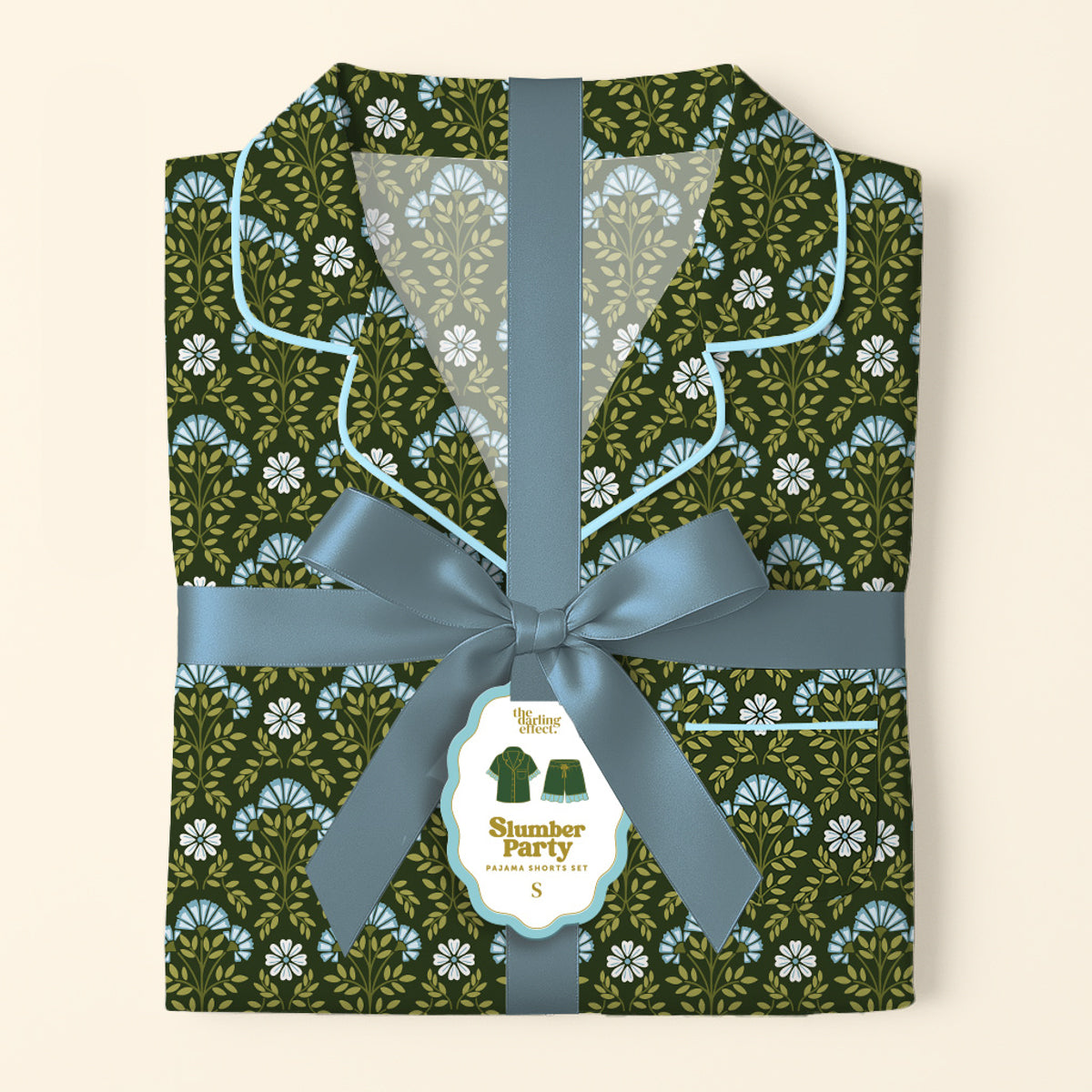 Everbloom Forest Green Slumber Party Pajama Shorts Set