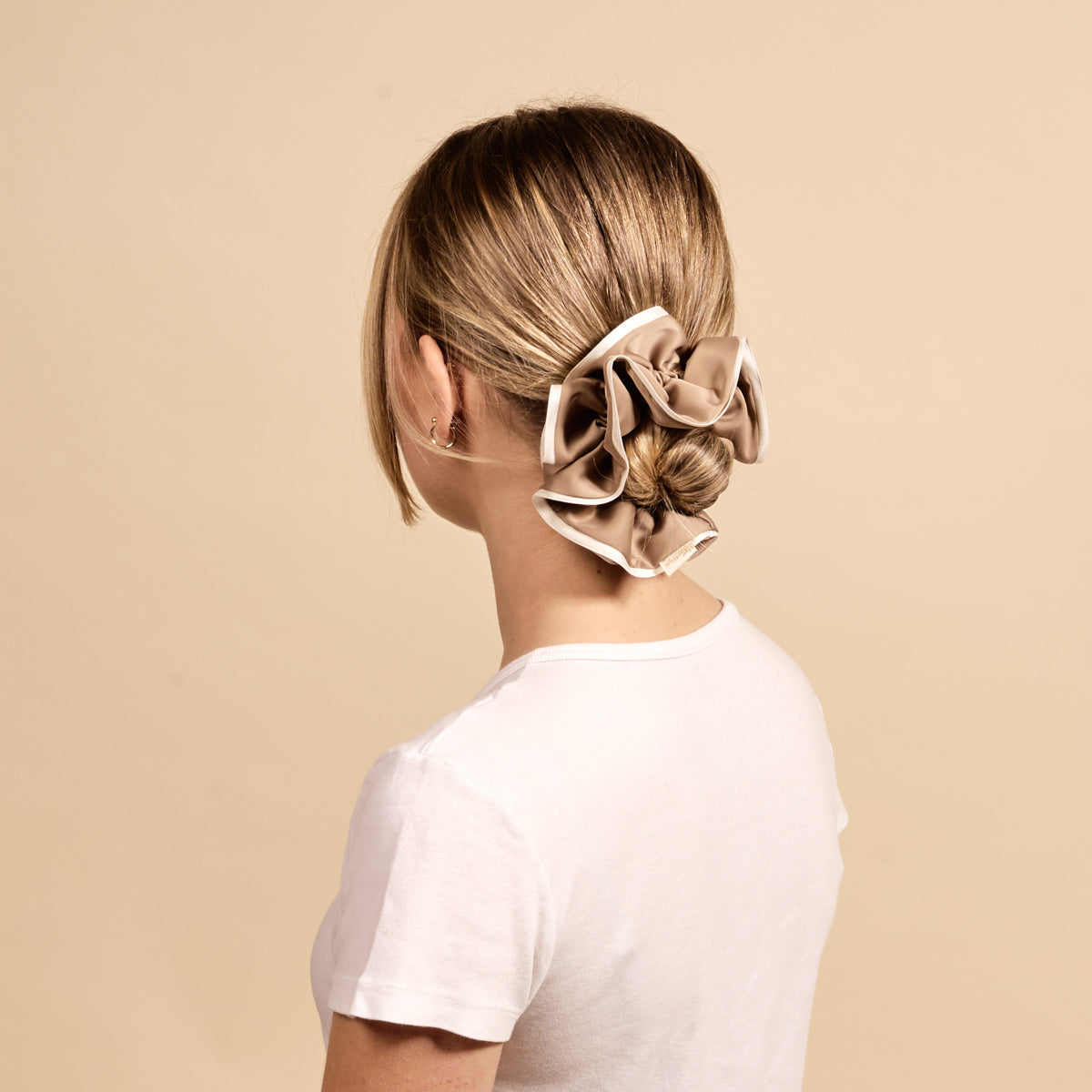 Beige Ruffle Up Scrunchie
