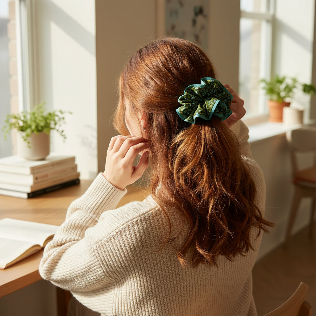 Everbloom Forest Green Ruffle Up Scrunchie
