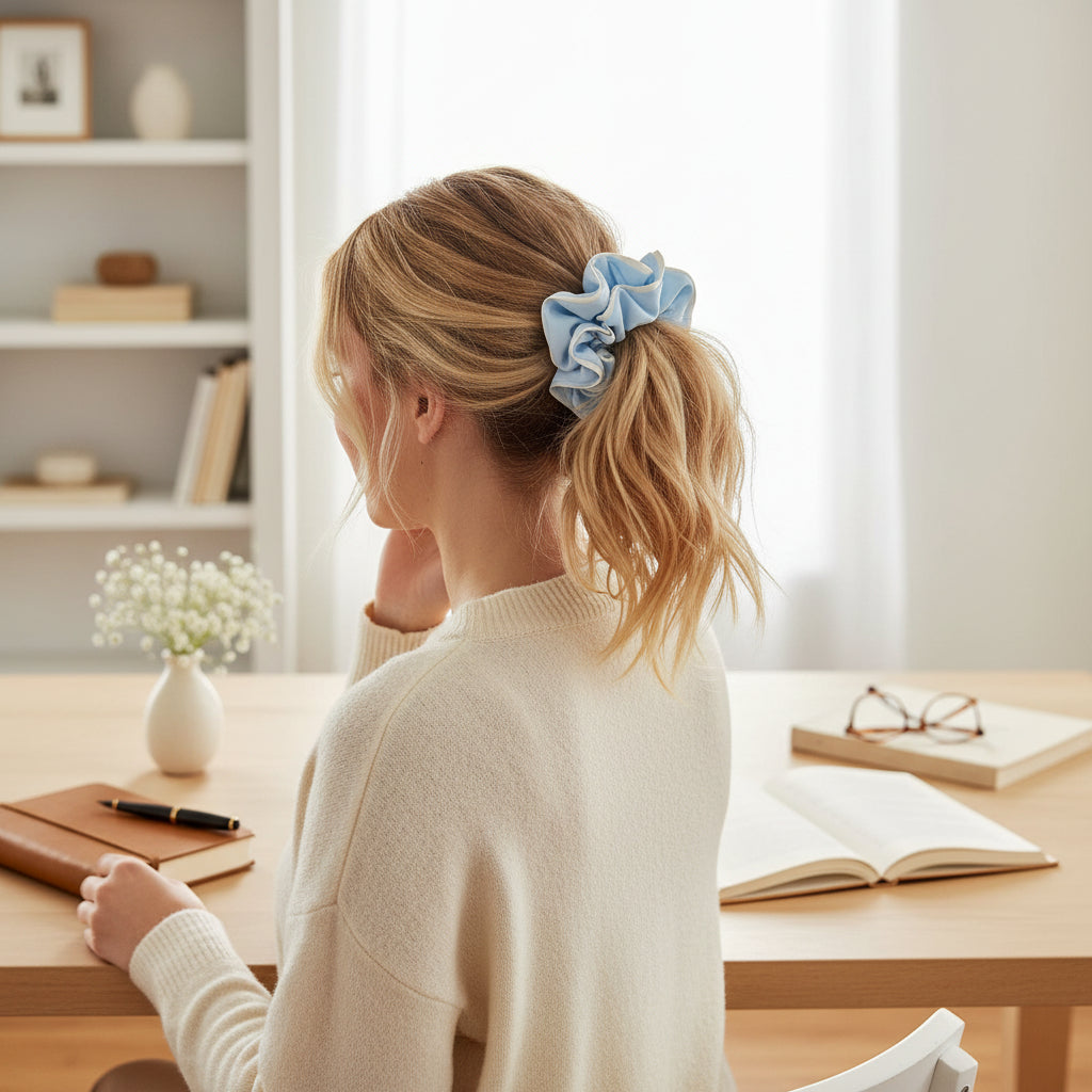 Light Blue Ruffle Up Scrunchie