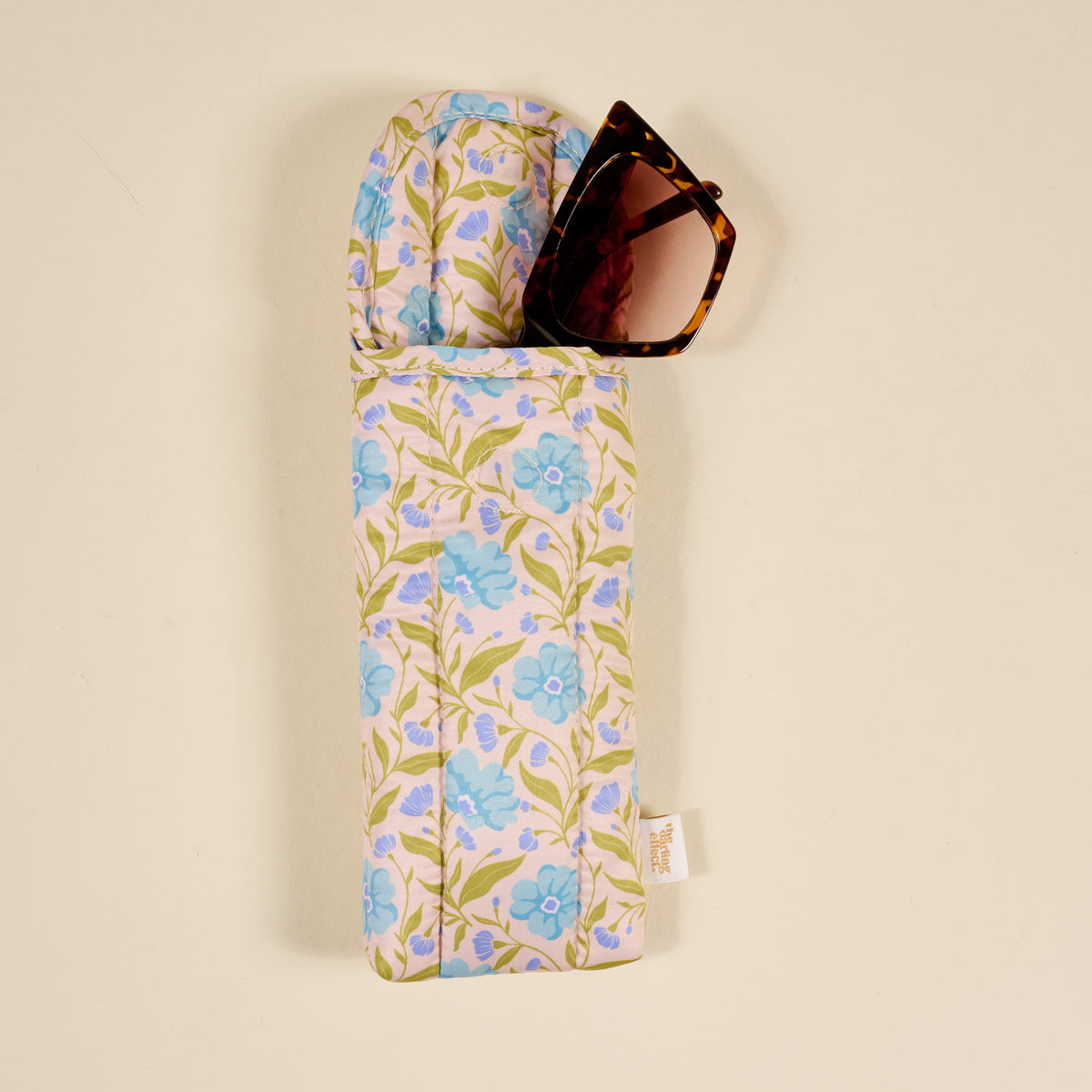 Poppin' Petals Aqua Puffy Sunglasses Case
