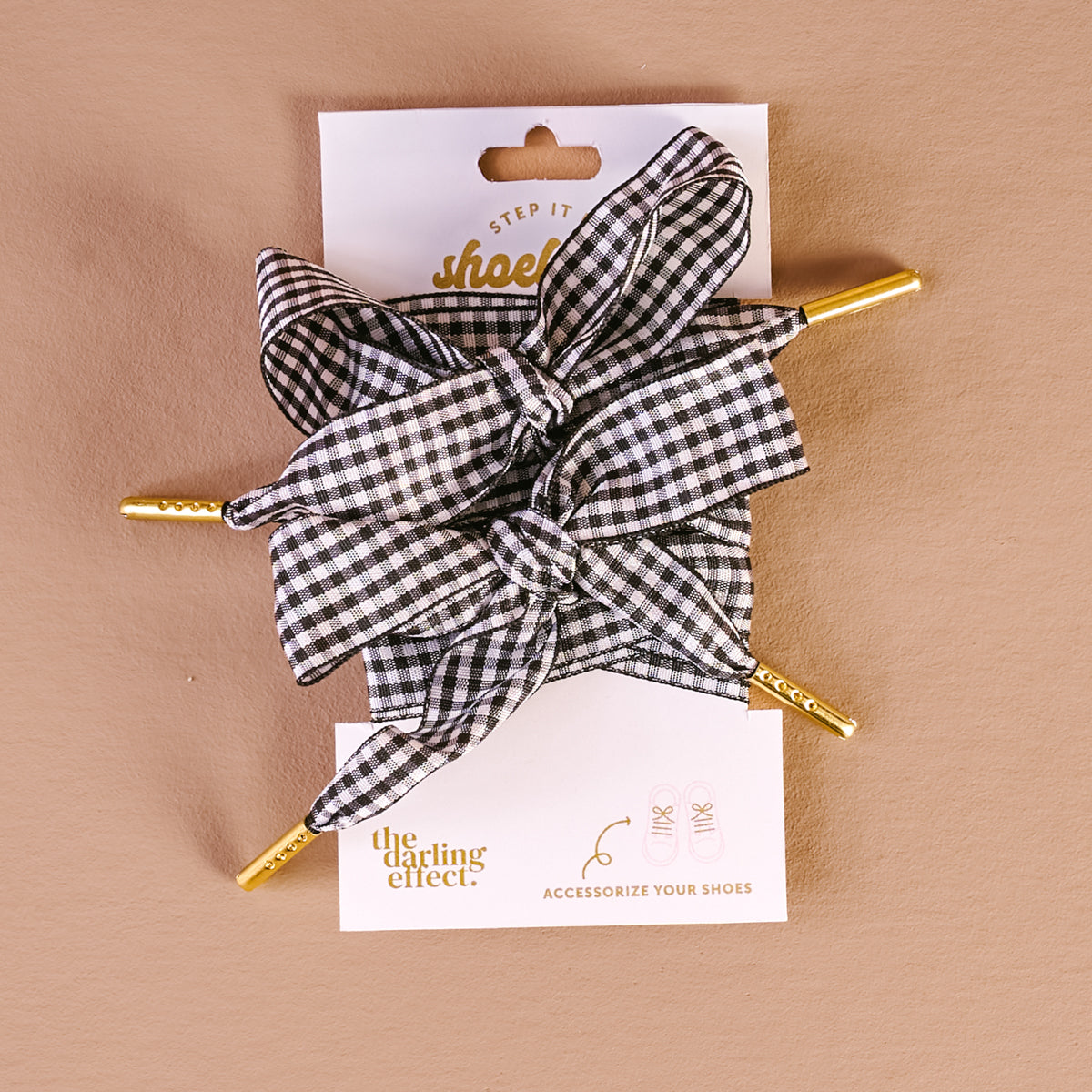 Gingham Black Step It Up Shoelaces