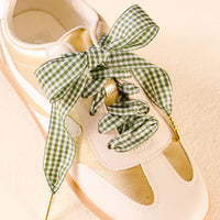 Gingham Green Step It Up Shoelaces