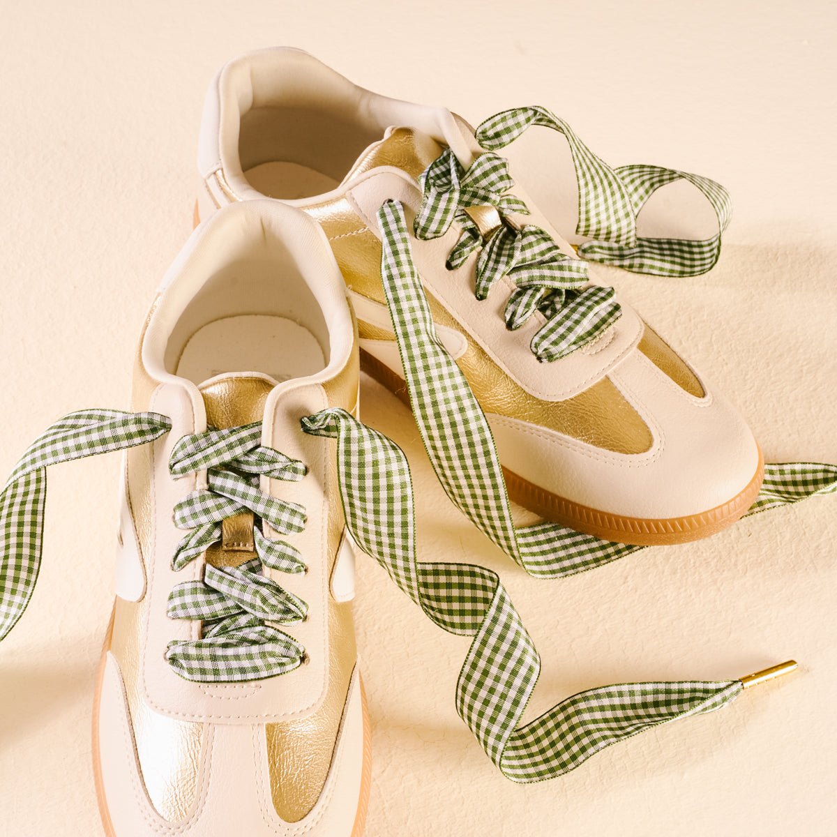 Gingham Green Step It Up Shoelaces