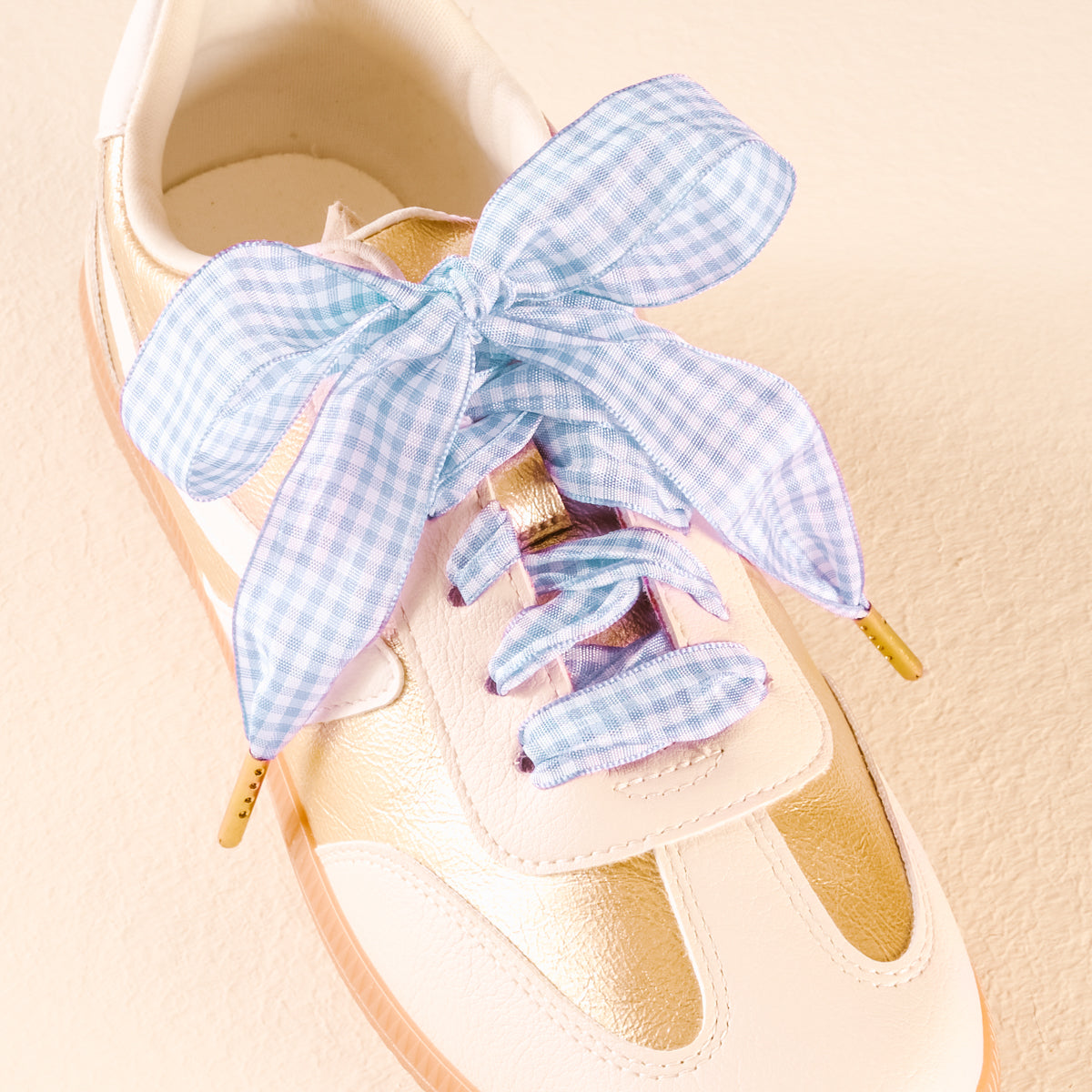 Gingham Light Blue Step It Up Shoelaces