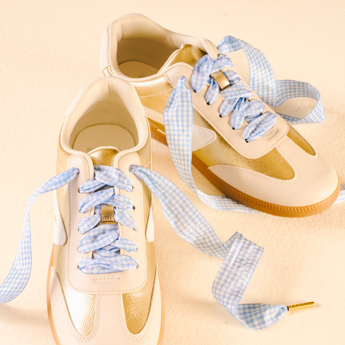Gingham Light Blue Step It Up Shoelaces