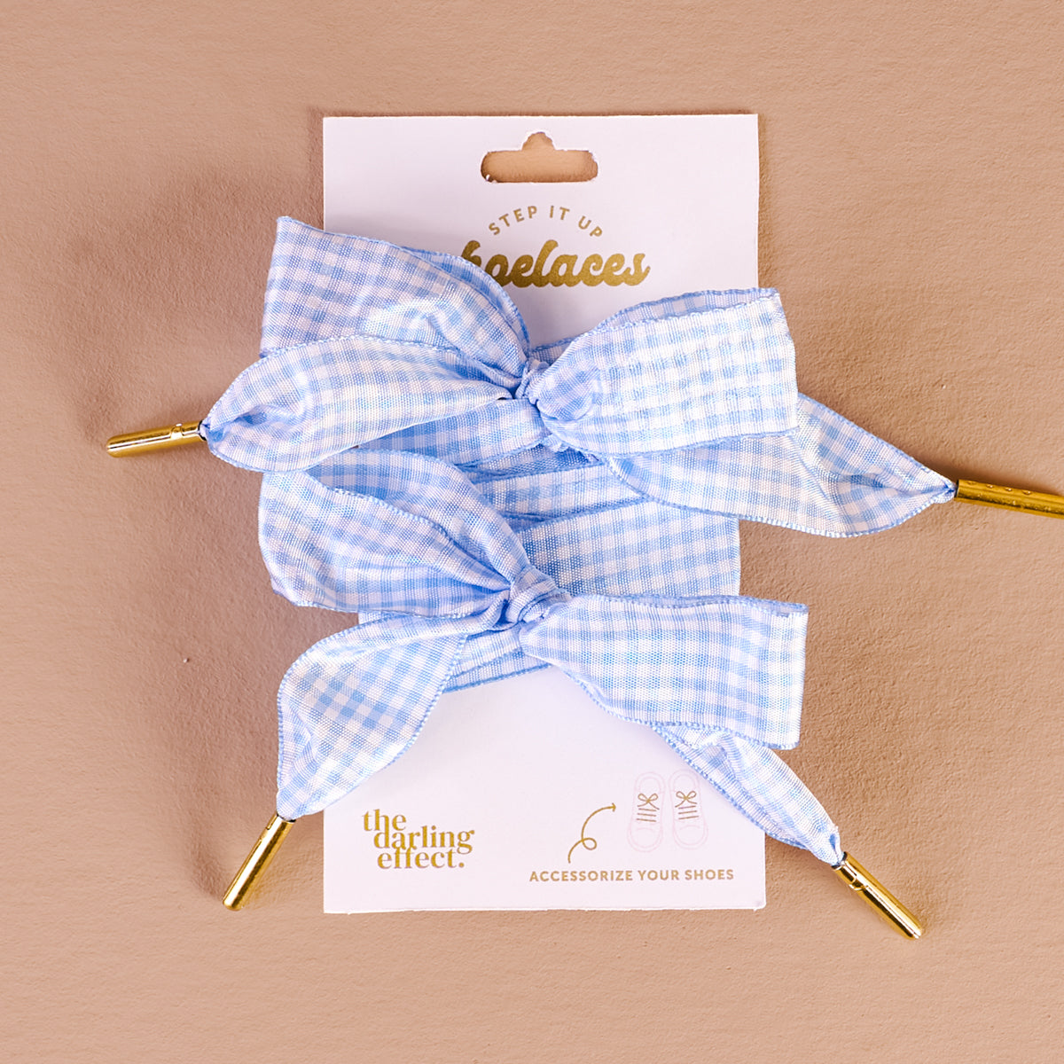 Gingham Light Blue Step It Up Shoelaces