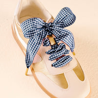 Gingham Navy Step It Up Shoelaces