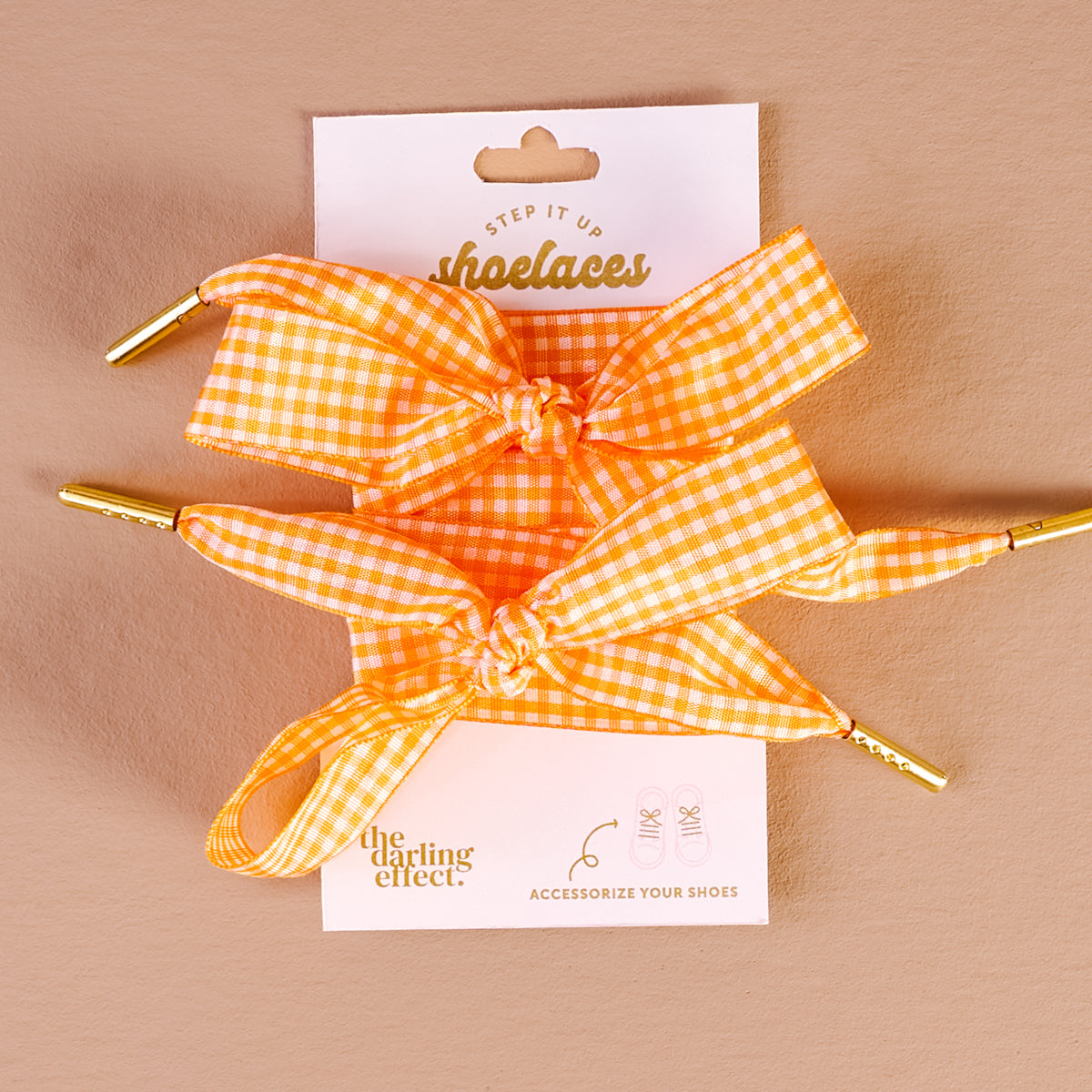 Gingham Orange Step It Up Shoelaces