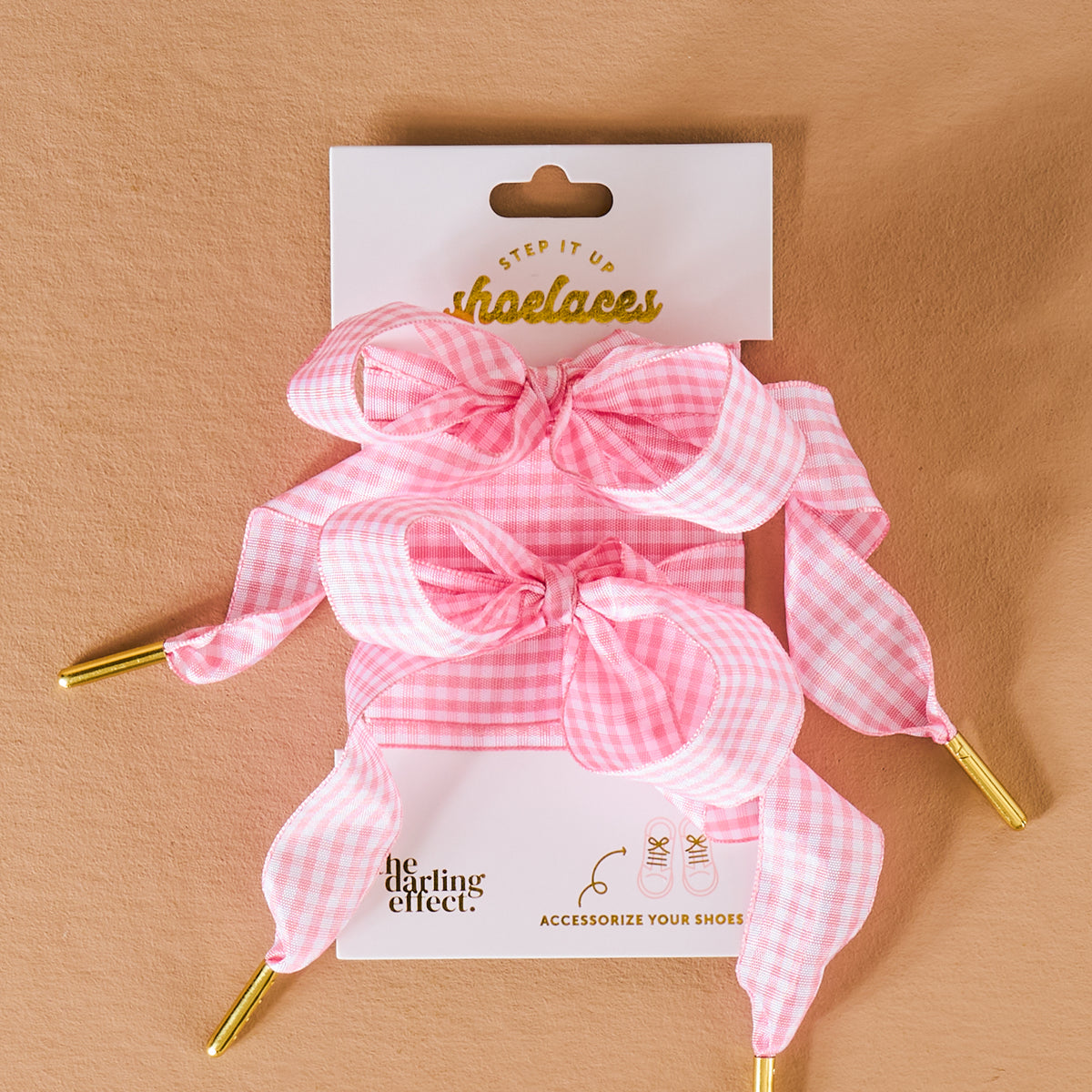 Gingham Pink Step It Up Shoelaces