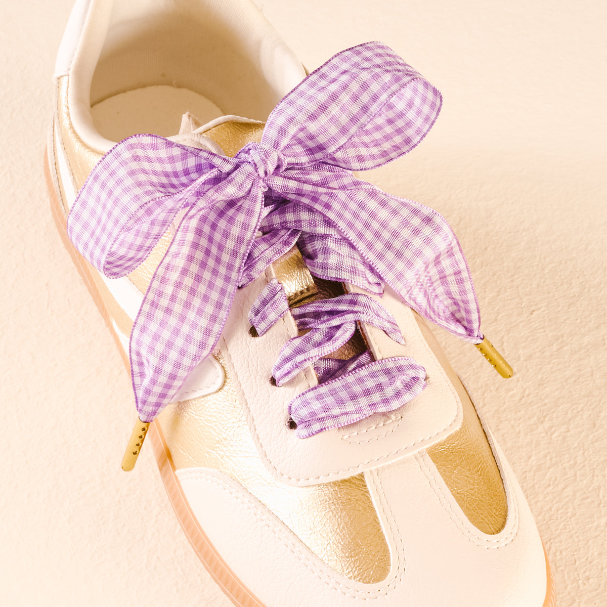 Gingham Purple Step It Up Shoelaces