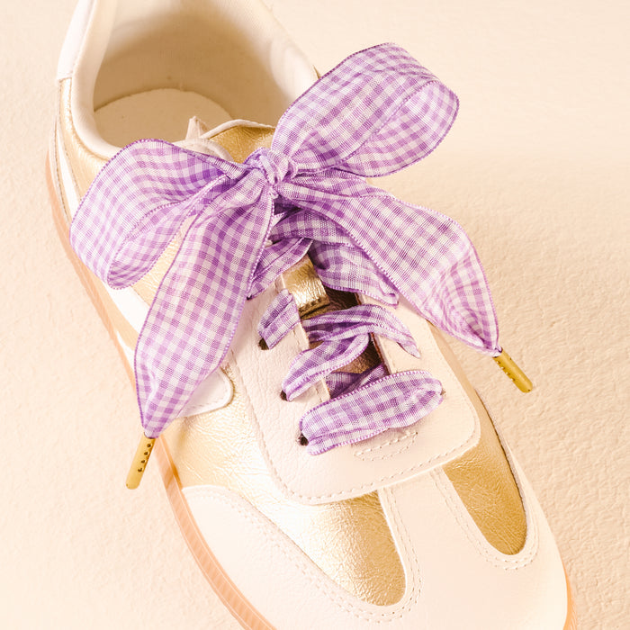 Gingham Purple Step It Up Shoelaces