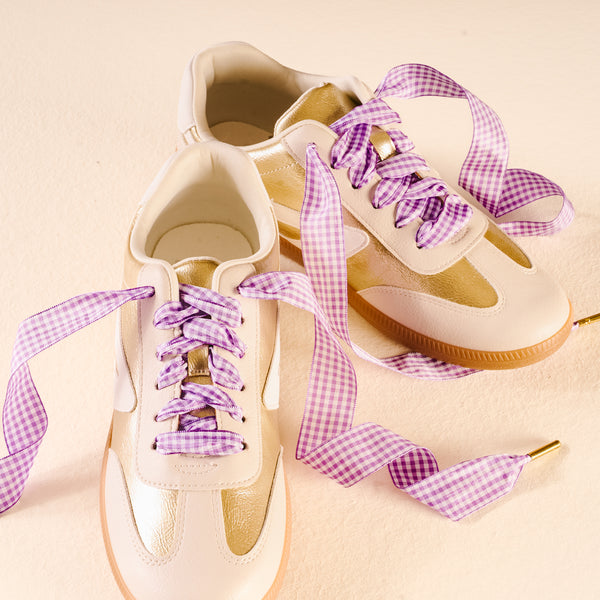 Gingham Purple Step It Up Shoelaces