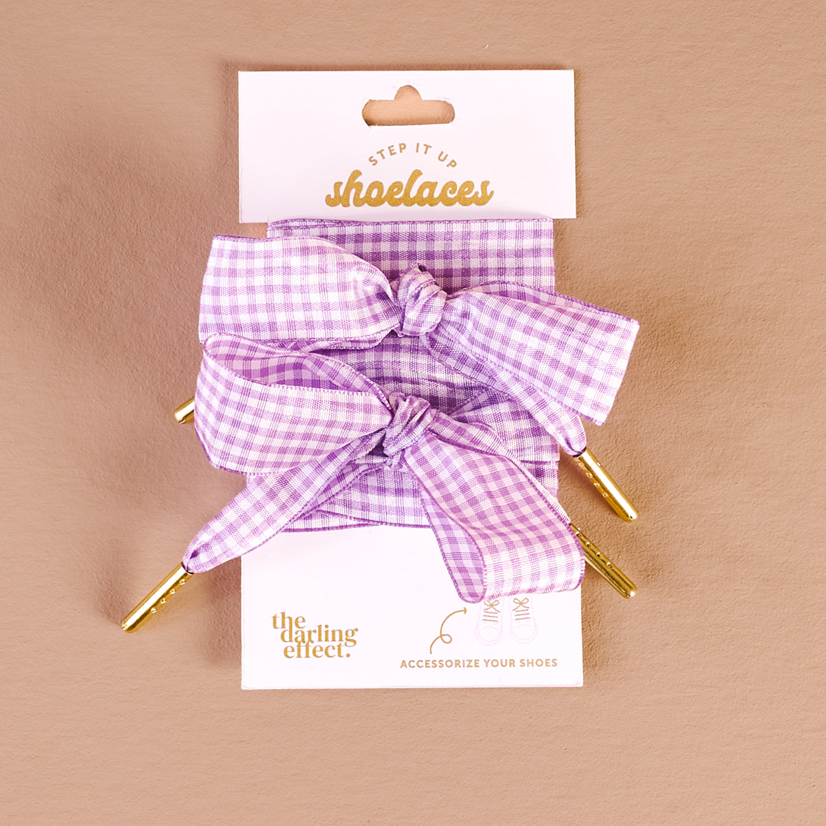 Gingham Purple Step It Up Shoelaces