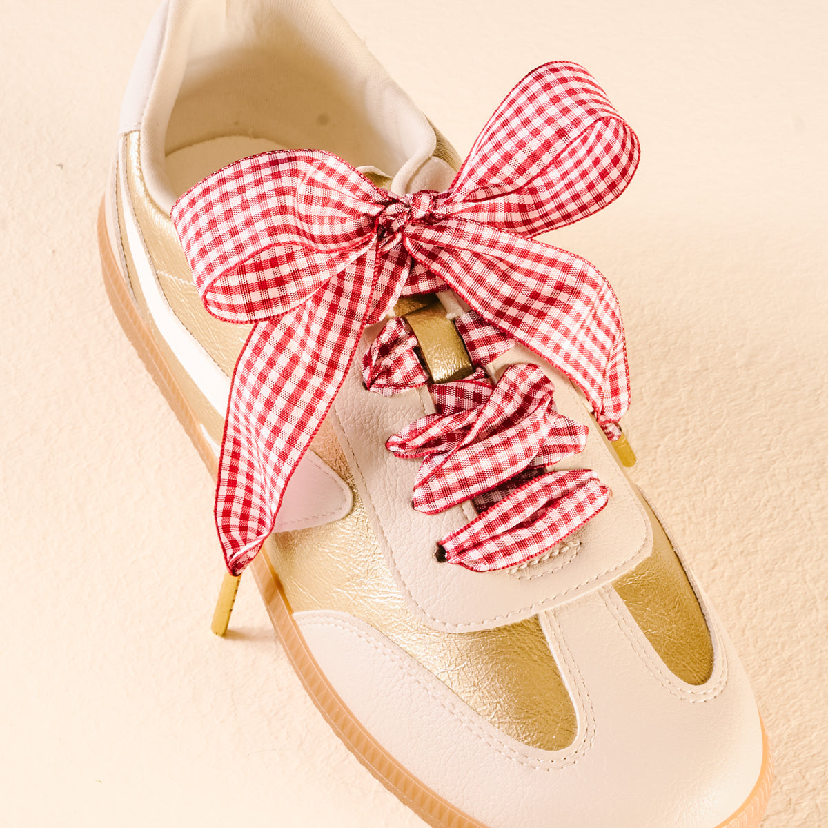 Gingham Red Step It Up Shoelaces
