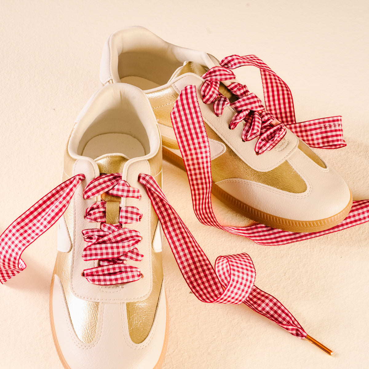 Gingham Red Step It Up Shoelaces