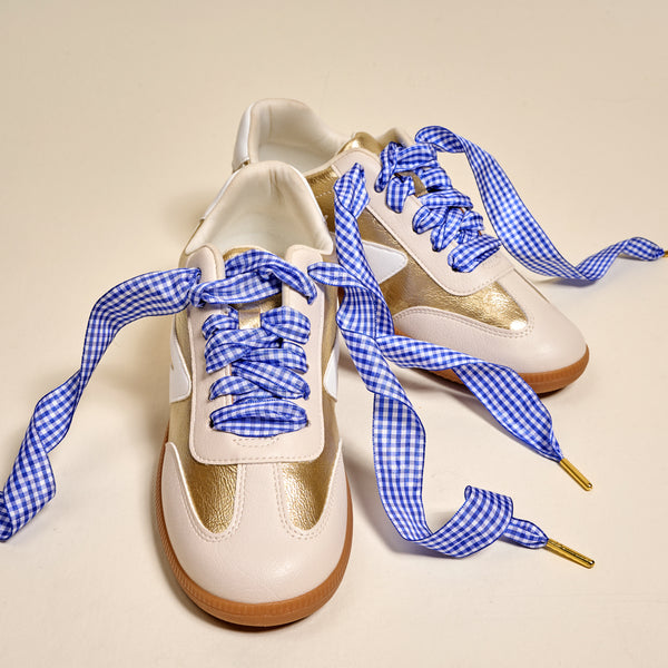 Gingham Royal Blue Step It Up Shoelaces