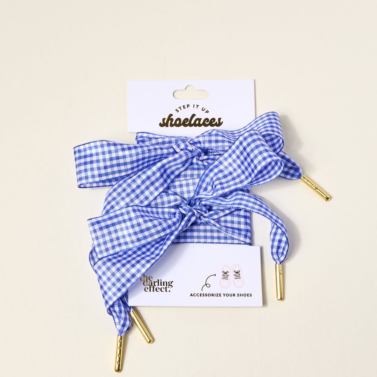 Gingham Royal Blue Step It Up Shoelaces